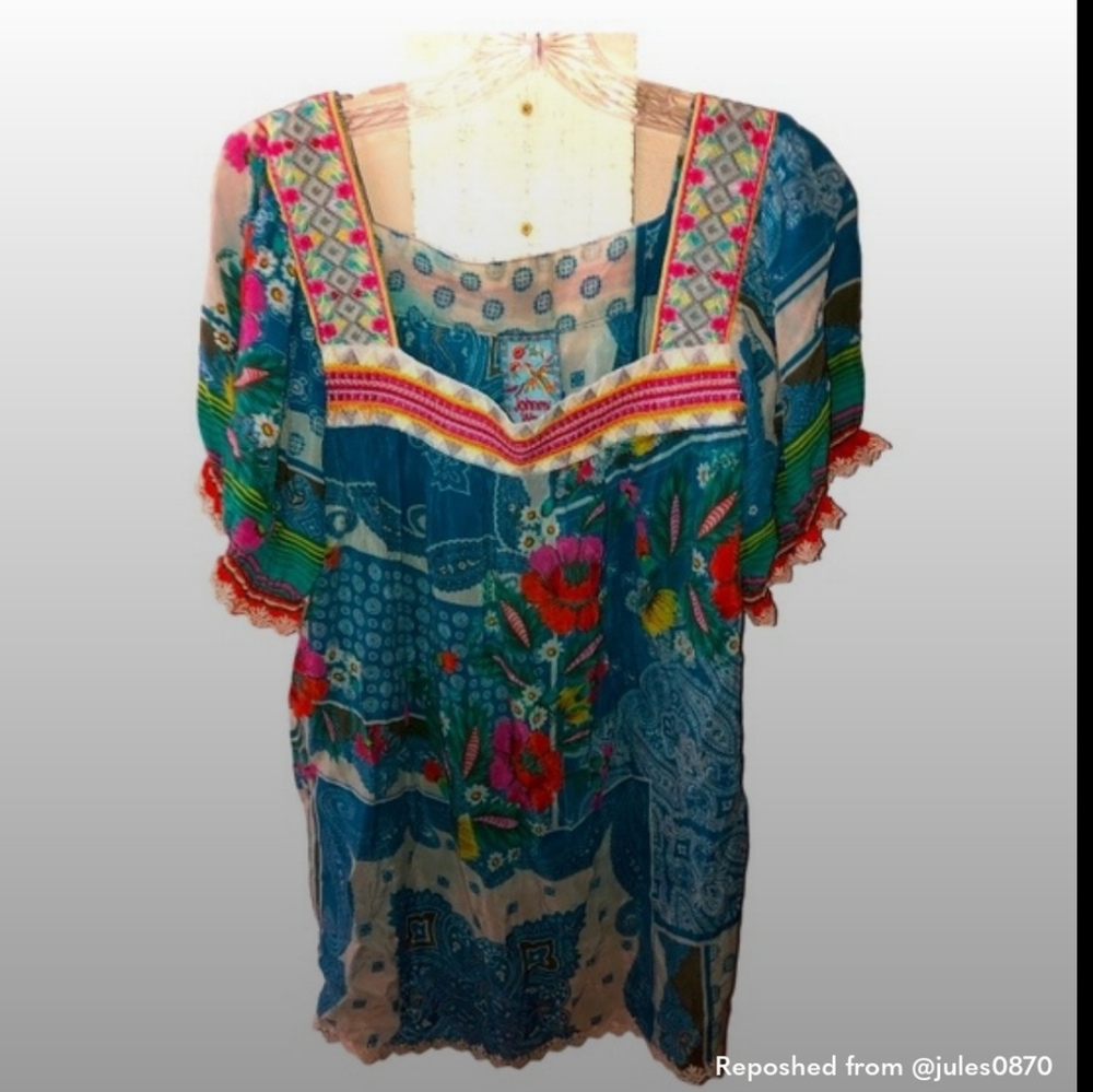 Johnny Was Multicolor Bohemian Top